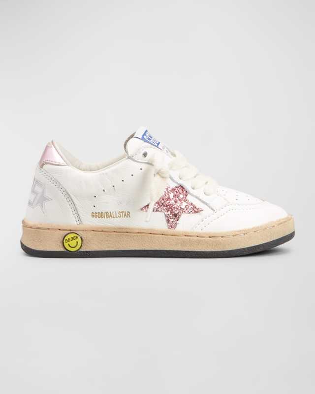 Girl's Ballstar Leather Glitter Sneakers, Baby/Toddlers
